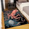 Multiple Sizes Giant Squid with Fish Swimming Carpet for Living Room Bedroom Sofa Home Decor Rug Non-slip Floor Mat Luxury Gift