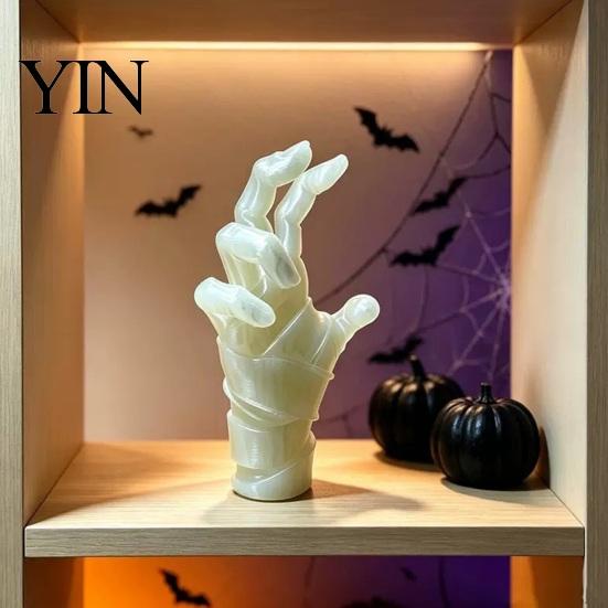 Fluorescent Ancient Tomb Decor 3D Printed Glow in The Dark Mummy Hand Ornament, Spooky Statue with Bandage, Horror Themed Display Piece Realistic
