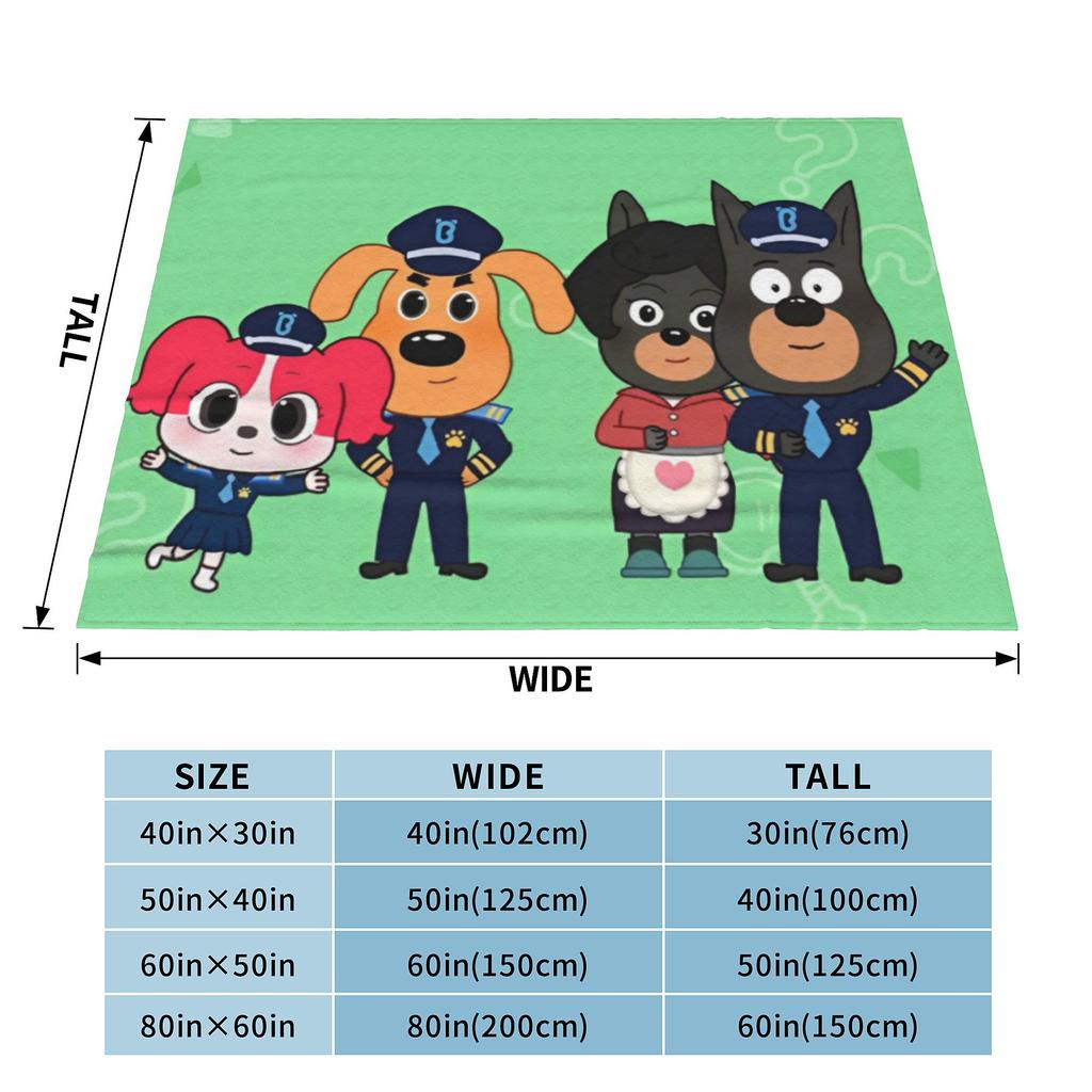 Sheriff Labrador Police Cartoon Flannel Throw Blankets Children TV Series Blankets Home Lightweight Thin Rug Piece Multifunction