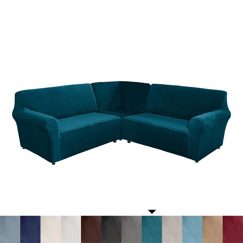 5 Seater Thicken Velvet Sofa Covers Stretch L Shape Sectional Sofa Slipcovers for Living Room Washable Armchair Couch Covers