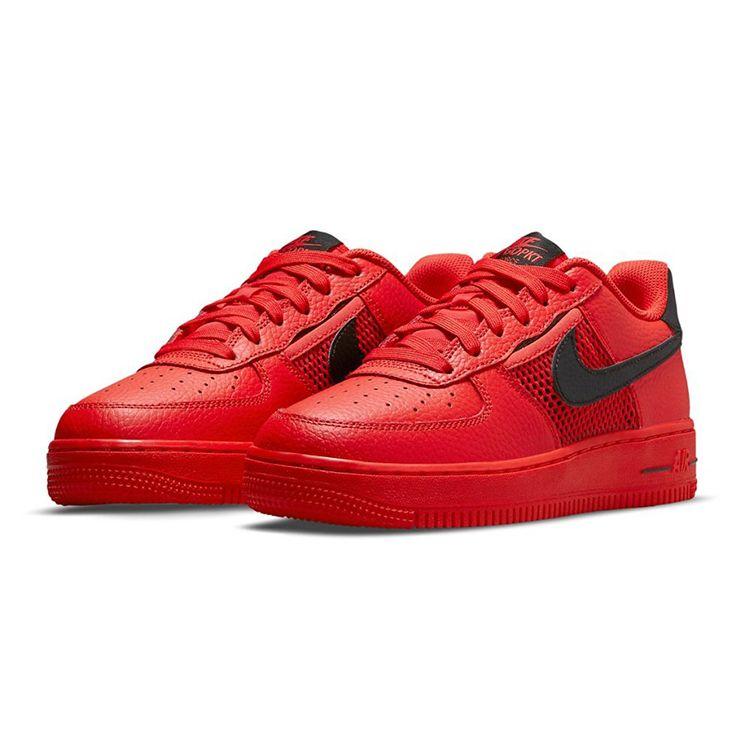 Nike Air Force 1 LV8 GS Mesh Pocket - Habanero Red Kids Sneakers White Black DH9596-600