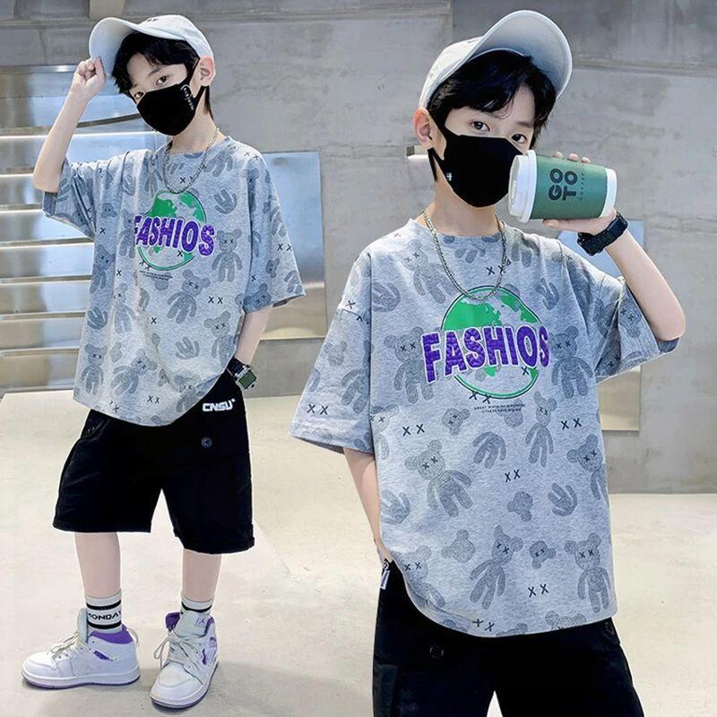 Boys' Short Sleeved T-shirts Children's Summer Clothes Boys' Cool and Handsome Cotton Baby Tops
