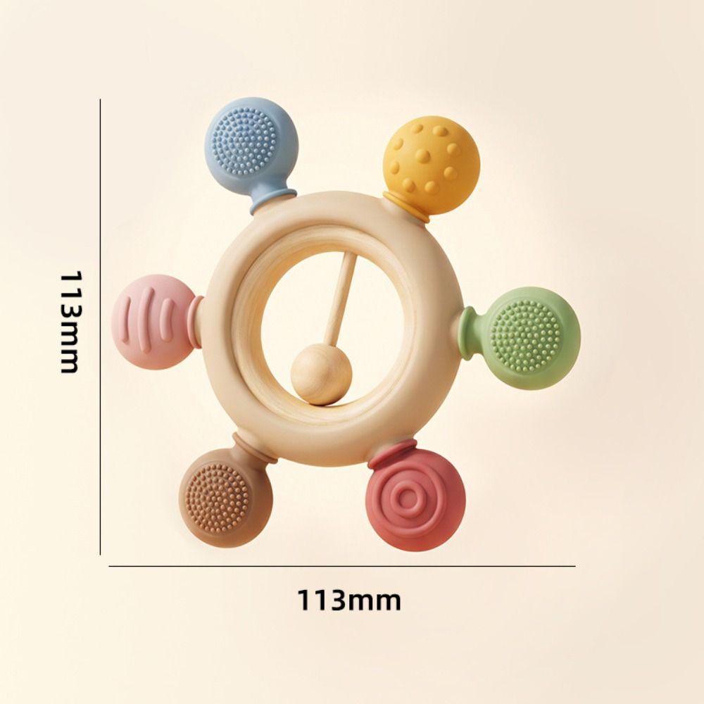 Easy To Clean Baby Teething Toys Wooden Ring Sensory Toys Baby Gums Soothers  Infant Soothing