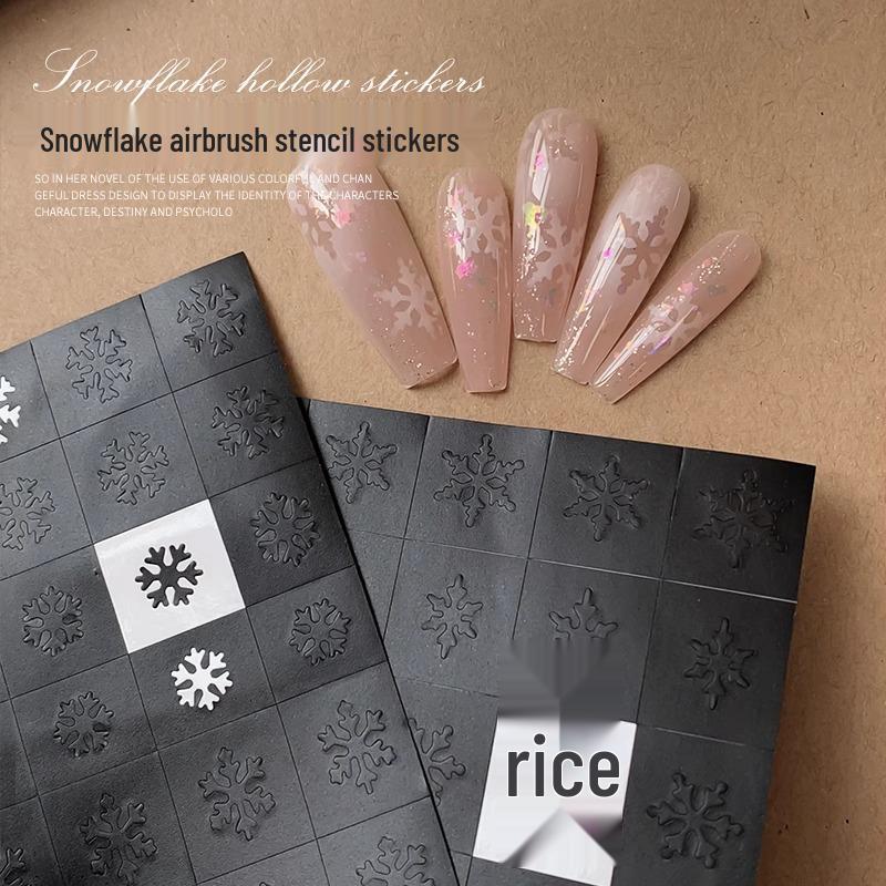 

Snowflake Nail Art Stencil Stickers - Christmas French Ombre Airbrushing Decals
