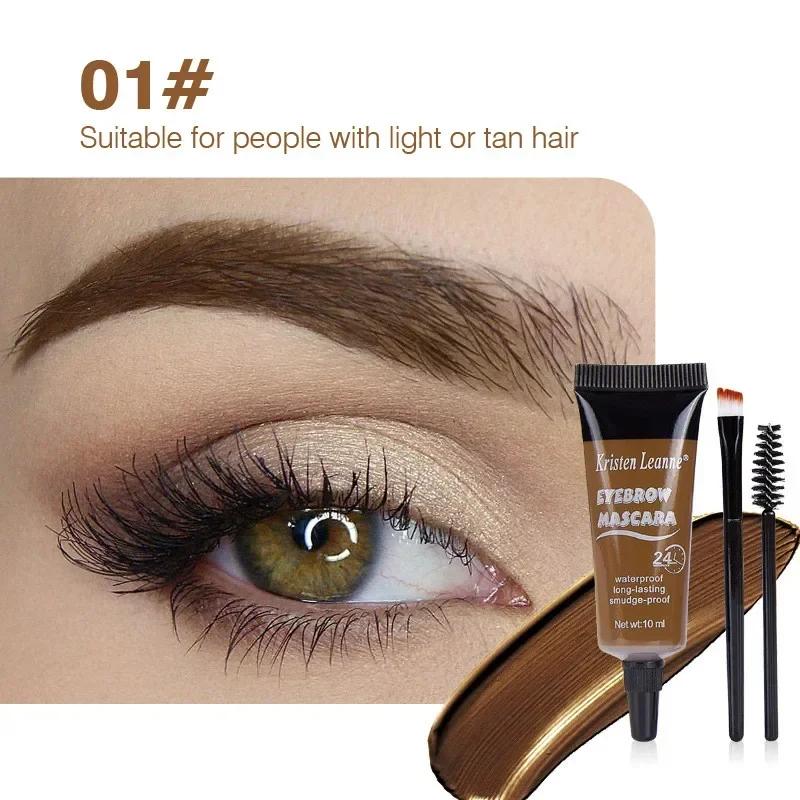 4 Kleuren Natuurlijke Vloeibare Kleuring Wenkbrauwcrème Set Waterdicht Langhoudend Zwart Bruin Tint Wenkbrauwmascara Wenkbrauwen Verf Make-up beige
