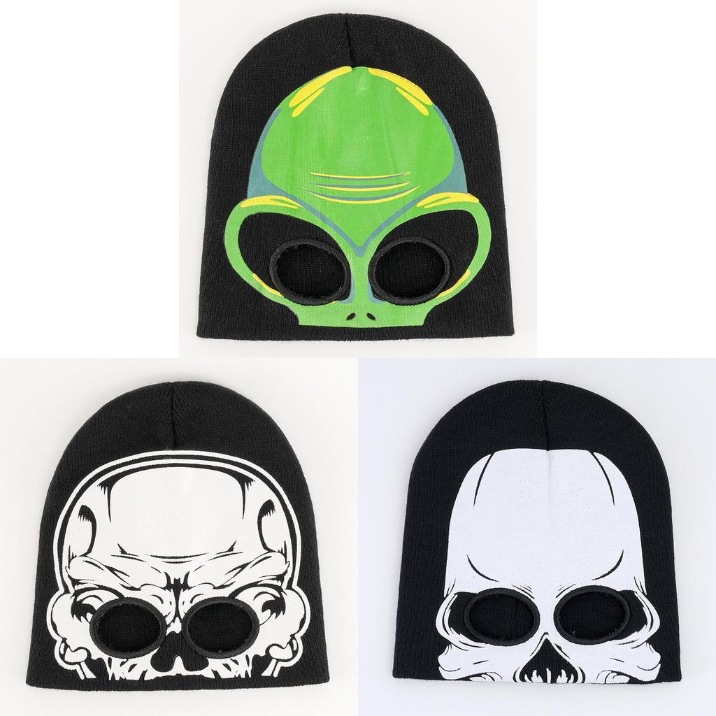 Alien Skeleton Knit Hat With Glowin Thed Ark Effect For Halloween And Winter Warmth