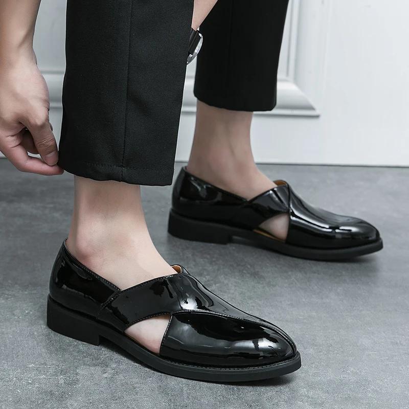 2026New Roman Sandals Summer Men Casual Leather Anti-skid Driving Flats Breathable Trendy Soft Soled Homme Designer Outdoor Shoe