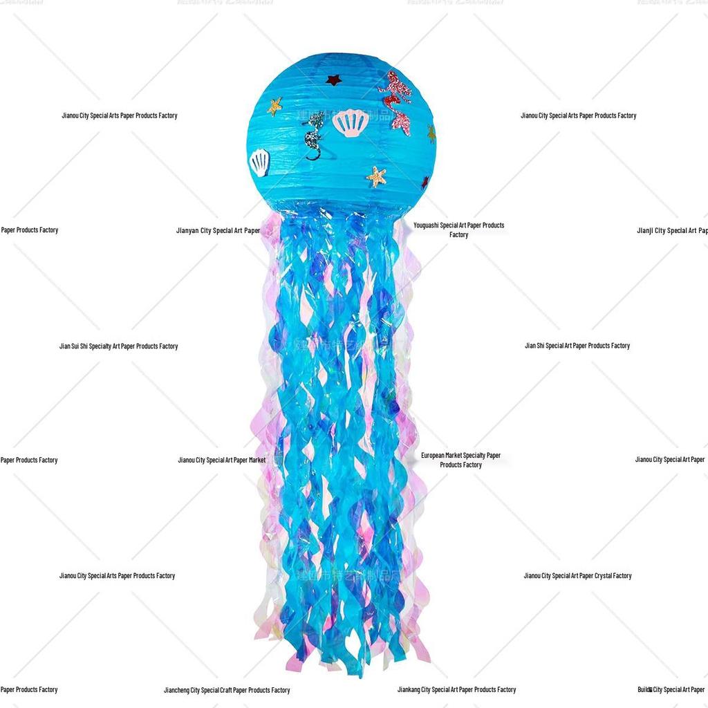 Creative Seven-Color Jellyfish Lanterns - DIY Mermaid Paper Lanterns for Kindergarten Birthday Party Decorations