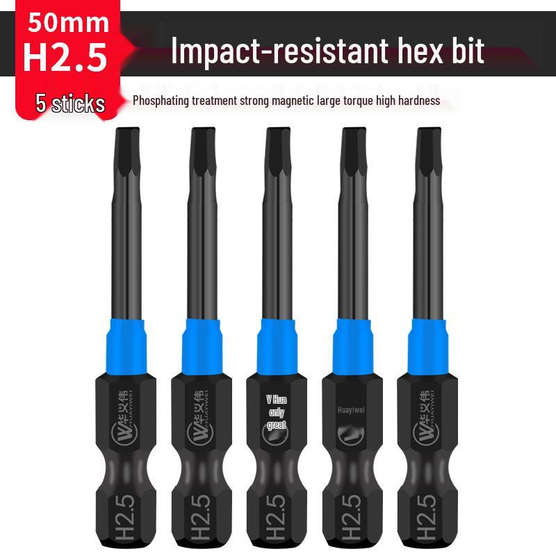 Extended S2 Air Pneumatic Screwdriver Hex Bit Set - Strong Magnetic, Super Hard, Non-slip