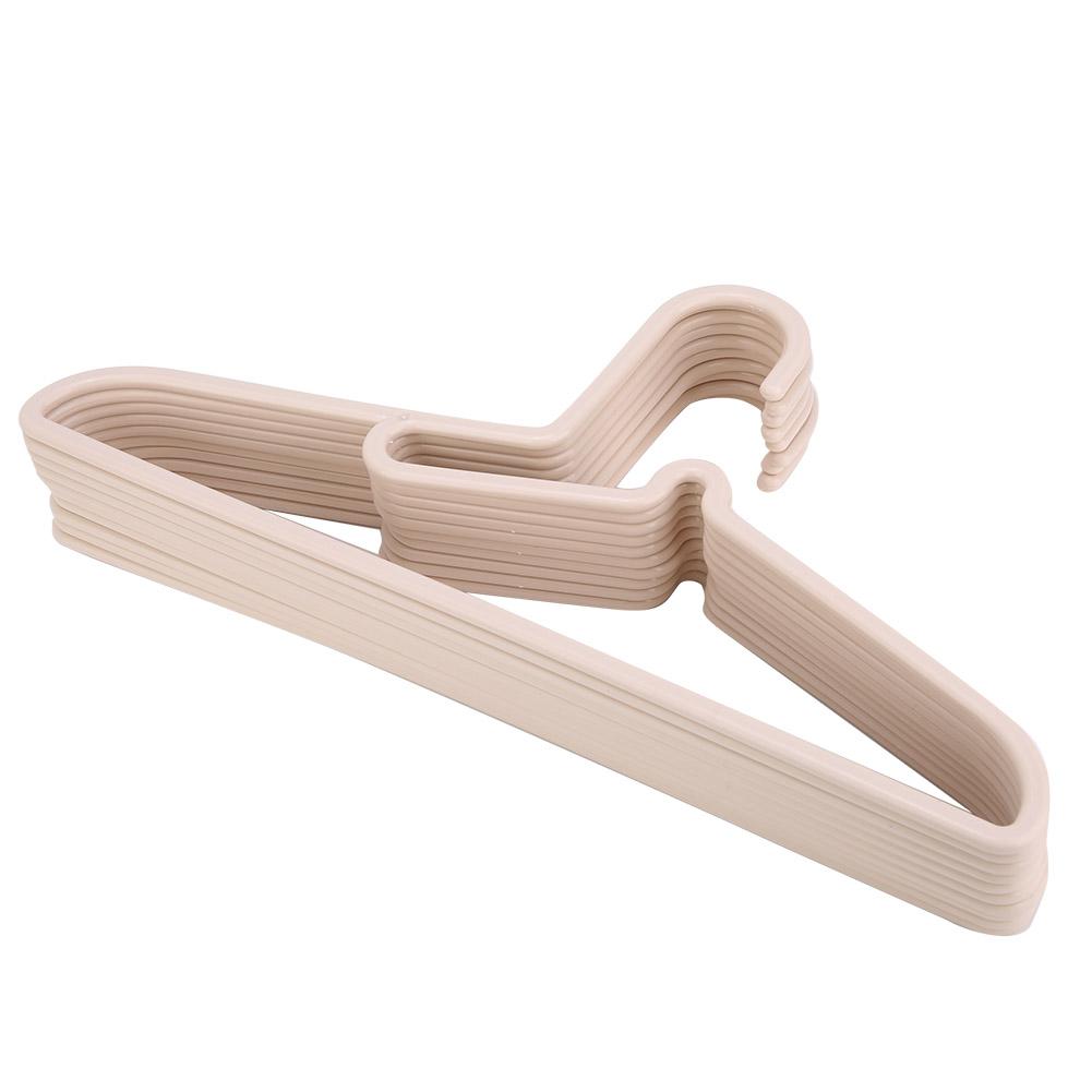 10Pcs Plastic Hangers Space Saving Clothes Hangers Scarf&Tie Bar(Apricot)
