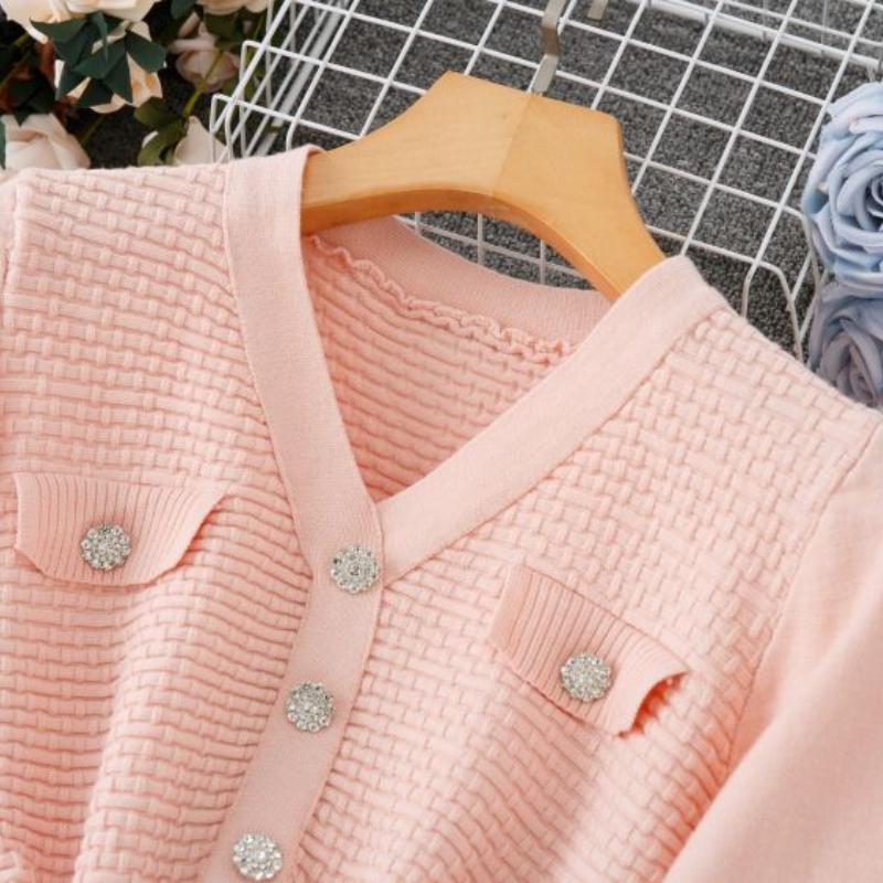 Herbst Winter Frauen Elegante V-ausschnitt Solide Strick Pullover Mini Kurze Kleider