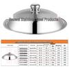 Stainless Steel Explosion-Proof Glass Wok Lid, Flat Bottom, 28CM-40CM