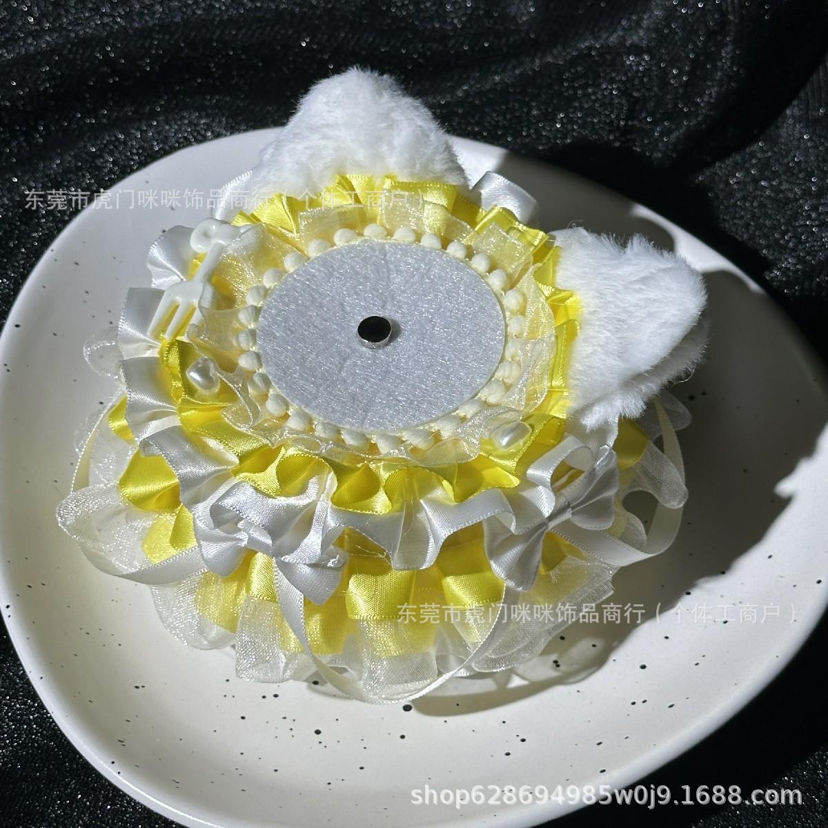 Милый Кот Ушки Торт Тост Оригинальный Ручная Работа Кружево Великолепный Лолита Долина Красоты День Рождения Массив