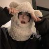 Plush Balaclava Hat Keep Warm Hooded Scarf Pullover Hat Bear Ears Beanies Hat  Driving/Ski/Cycling