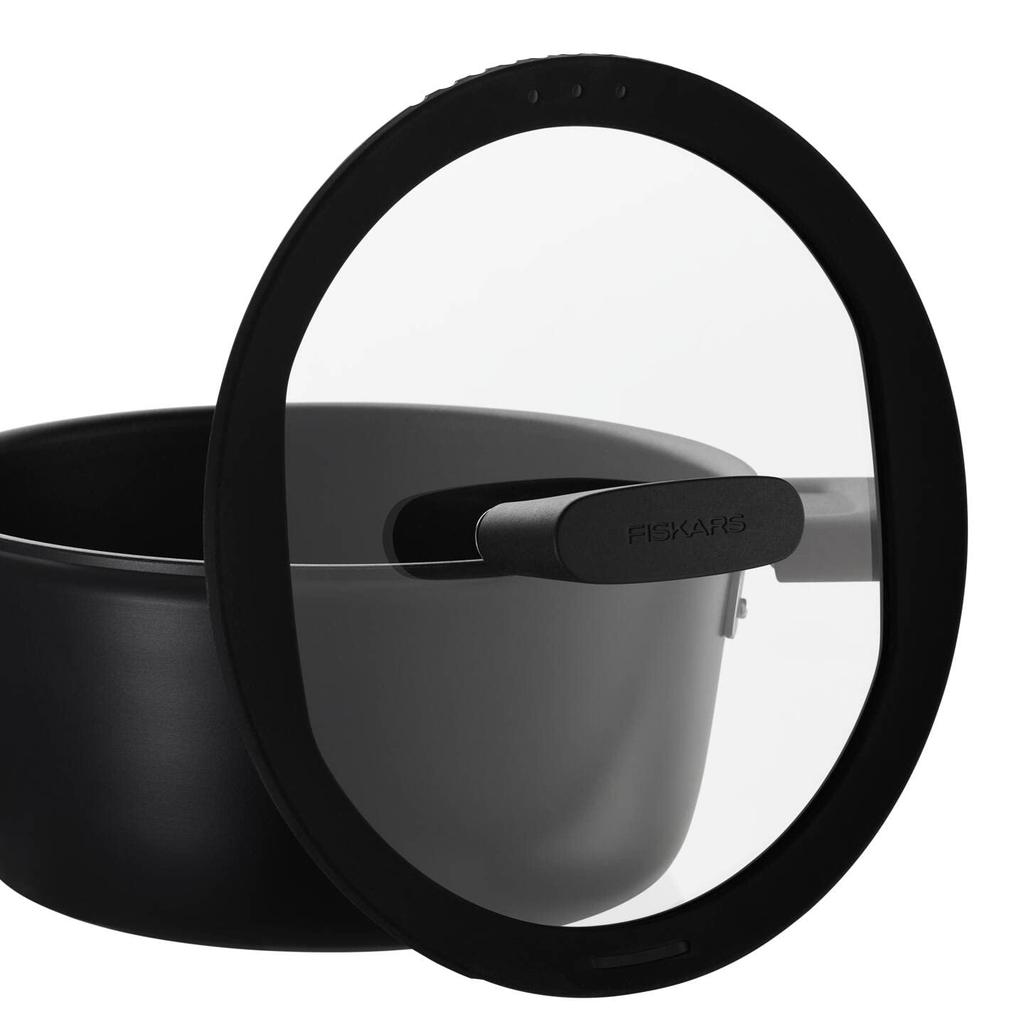 [Officially Imported] Fiskars 22cm Casserole (with Lid), Induction/Gas Compatible, Non-Stick, "Hard Face" 1052227