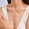 Vintage Stainless Steel Rosary Virgin Oval Cross Sweater Chain Necklace, Jewelry Nc-932