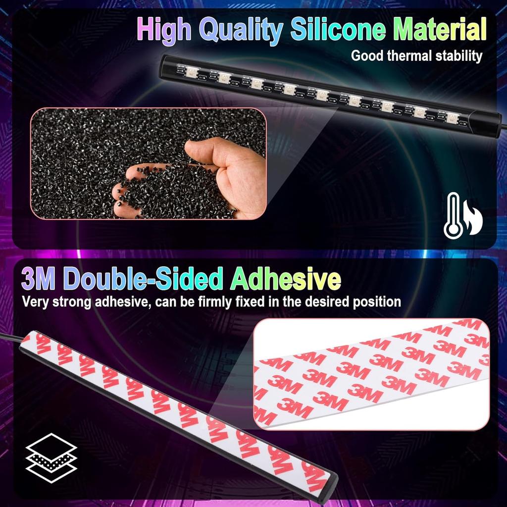 Car Interior Lights, 5V LED Strip Lights With USB Adapter, Ambient Car Lighting Kit, App & Remote Control Music Sync Color Change Strip Lights For