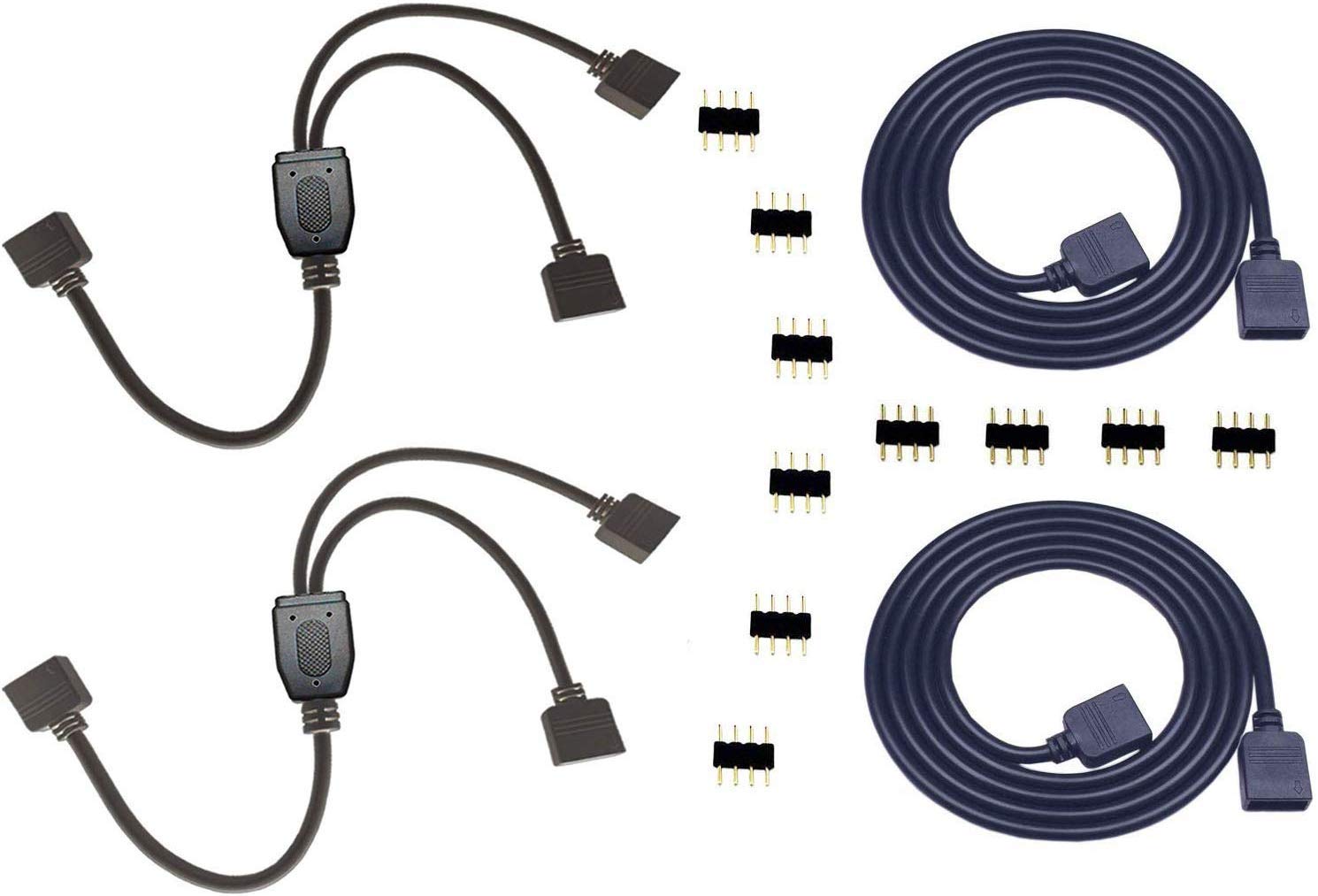 

LitaElek 2pcs 1m RGB LED Strip Extension Cable Wire 4 Core 2pcs 30cm Bifurcation Connection Cable RGB LED Strip Splitter Cable LED Distribution Cable чорний