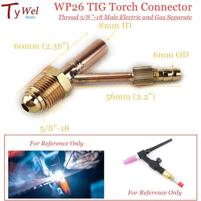 Závit konektora WP26 TIG horáka 5/8 "-18 samčí elektrický a plynový oddelený pre káblovú armatúru Oddeľovač zváracej pištole série WP-26