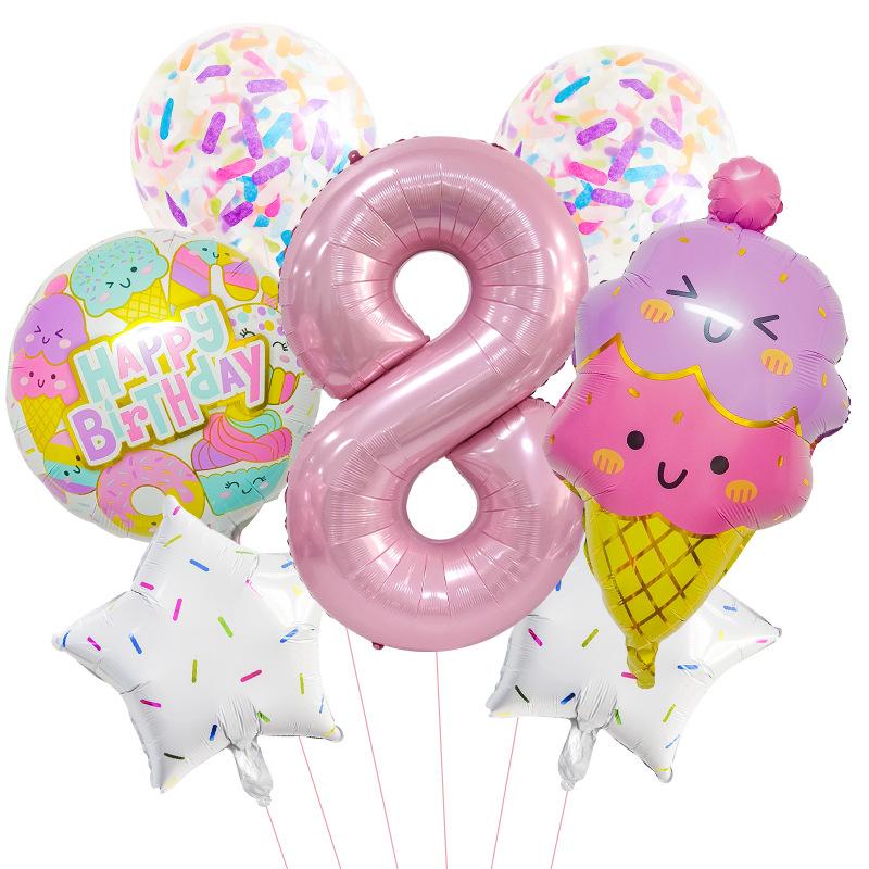 Candy Series Ice Cream Children'S Birthday Party Photo Arrangement Digital Aluminum Film Balloon Set