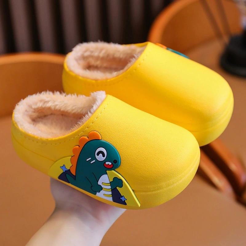 Kids Winter Cotton Slippers: Non-Slip Warm Waterproof Soft Bottom Home Shoes