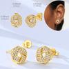 Original 925 Sterling Silver Shine Golden Twist Knot Zircon Stud Earrings For Women Engagement Party Wedding Jewelry Gift