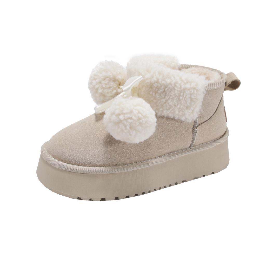 Fur Integrated Cute Thick-soled Snow Boots Women's 2025 New Winter Heightening Warm Piled Thickened Cotton Shoes
