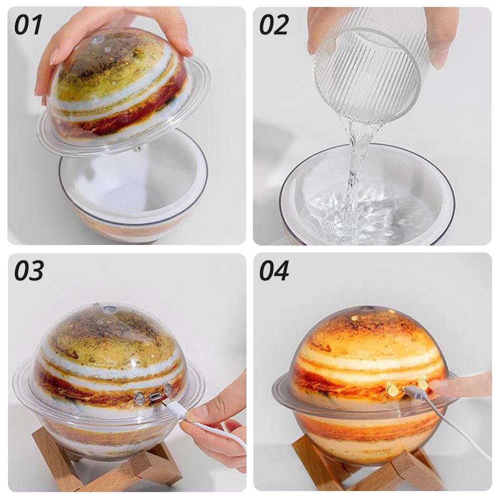 Galaxy Planet Luftbefeuchter 330ml Starker Nebel Haushaltszerstäuber LED Nachtlicht Kreisförmige tragbare USB-Aromatherapie-Atmosphärenlampe