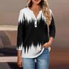 Women's Button Neck Tops Women's Casual Everyday Tops 3/4 Sleeve V Neck Fashion Print Shirt Tops Pocket Tee Sweatshirts