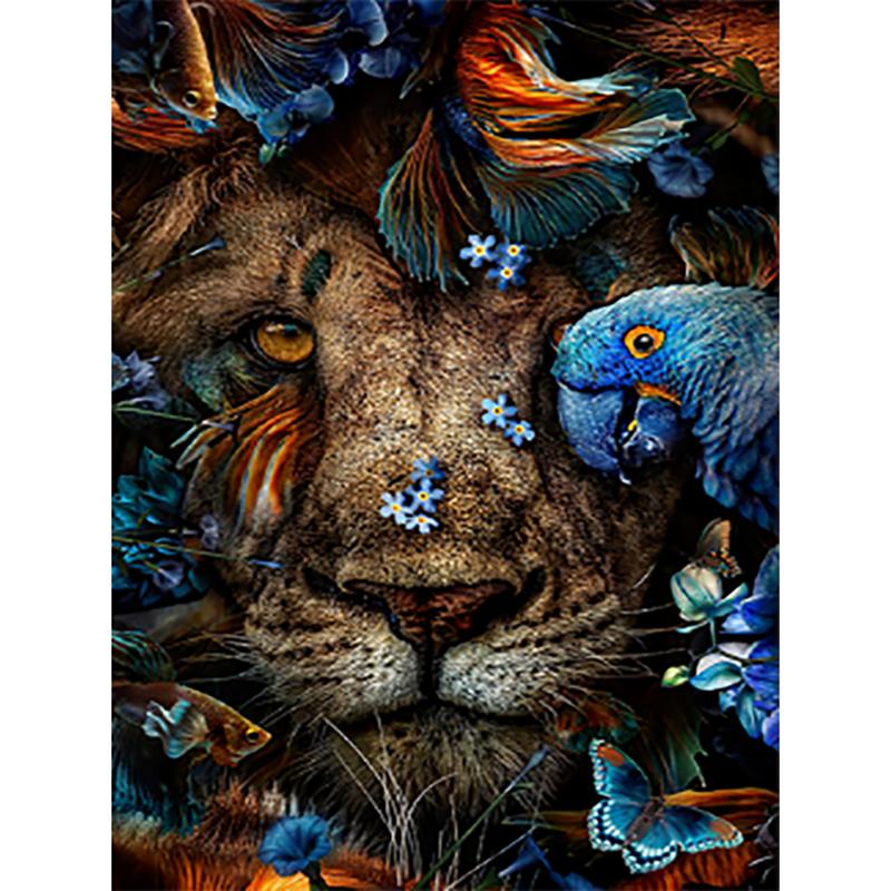 Full Round Drill 5D DIY Animals Tiger Diamond Painting Flower Fox Diamond Embroidery Cross Stitch Christmas Decoration
