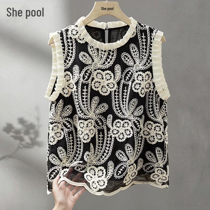 Women s French Retro Lace Crochet Vest Top XL