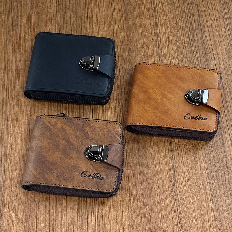 Herren Kurz-Reißverschluss-Geldbörse Business Retro Handtasche Münzfach Mehrere Kartenfächer & Große Kapazität Für Den Täglichen Gebrauch Münzbeutel