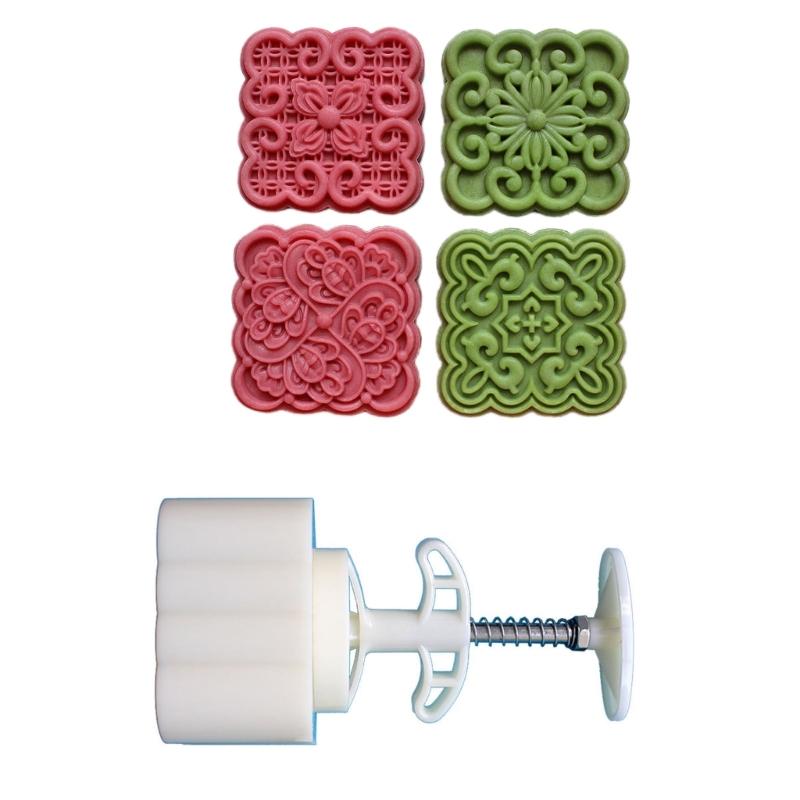 

Square Flower Pattern Dessert Press Molds Cookie Molds Chinese MidAutumn Dessert Maker Decorating Tool for Cookie