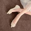 3386-8 Crystal high-heeled single shoes 2025 new banquet wedding shoes pointed thin heels large fat width