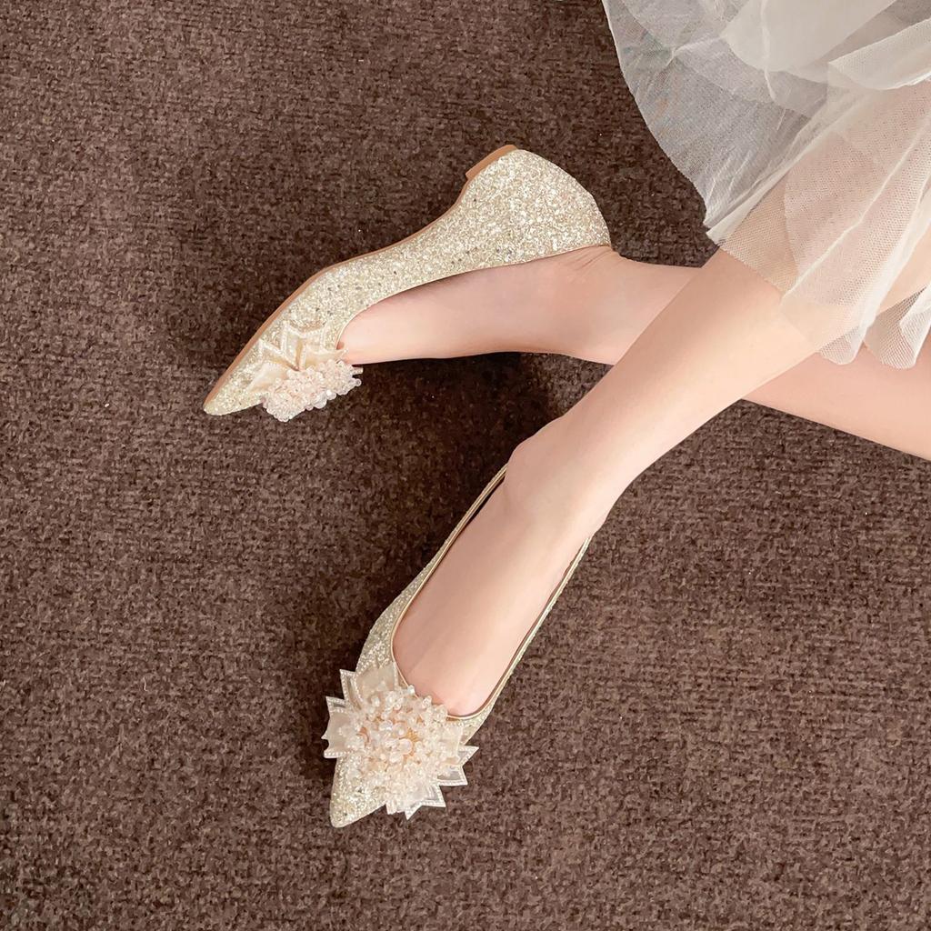 3386-8 Crystal high-heeled single shoes 2025 new banquet wedding shoes pointed thin heels large fat width