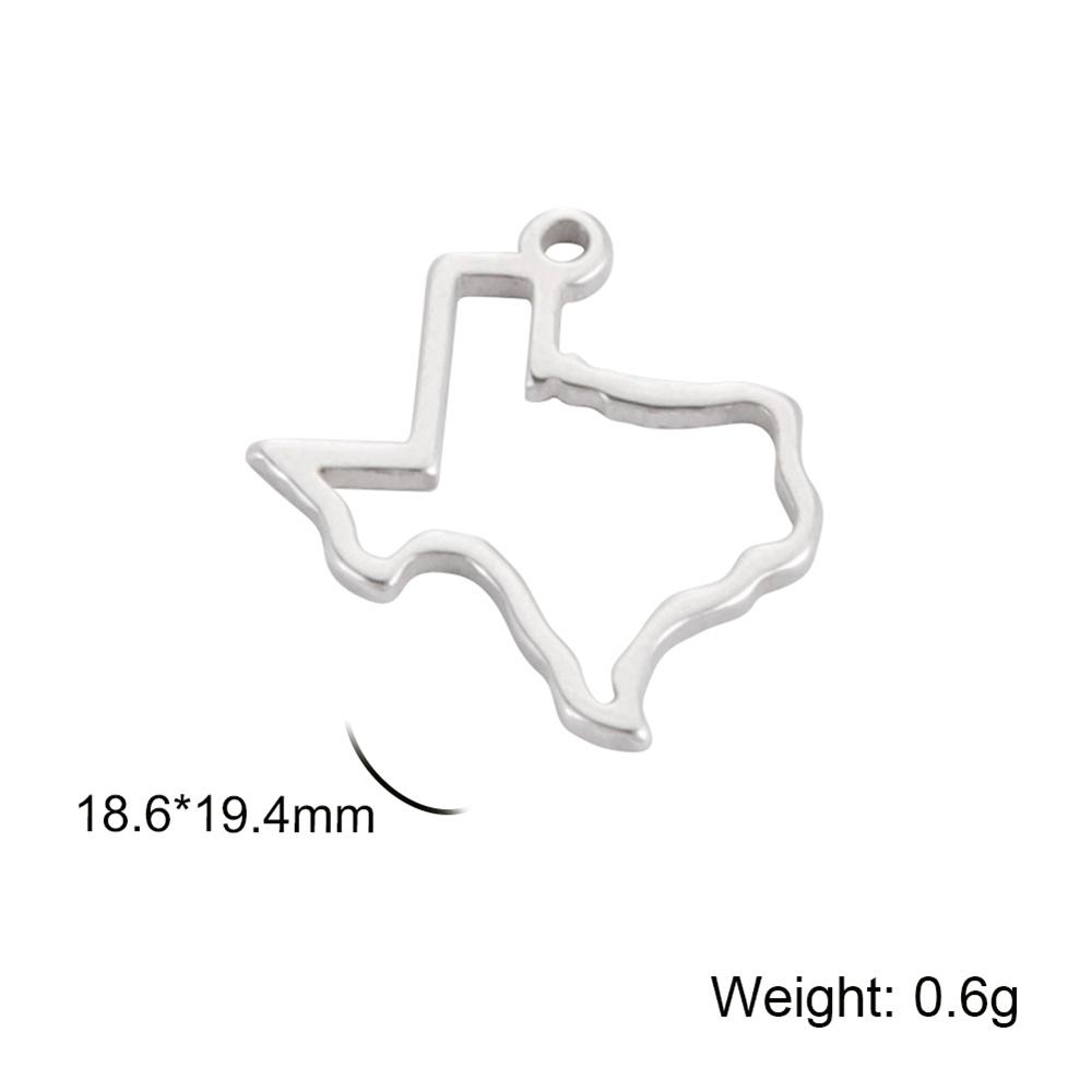 

My Shape Texas Map Pendant Stainless Steel Map Charms for Necklace Bracelets DIY Jewelry Making Accessories Gift Wholesale 10pcs