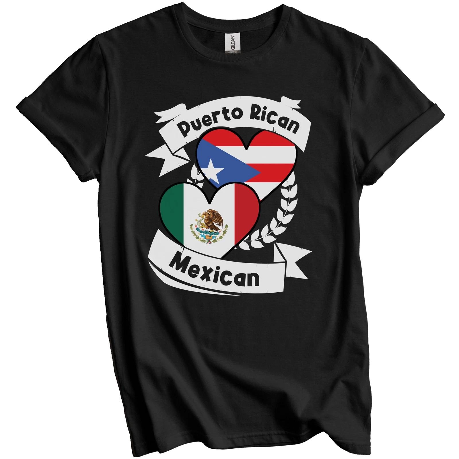 Puerto Rican Mexican Heart Flags Puerto Rico Mexico T-Shirt L