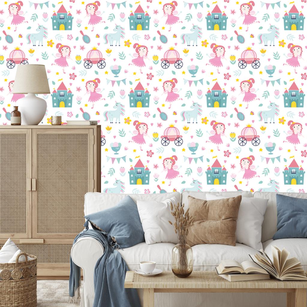 Unicorns and Princesses Wallpaper for Living Room and Bedroom 50x1000
