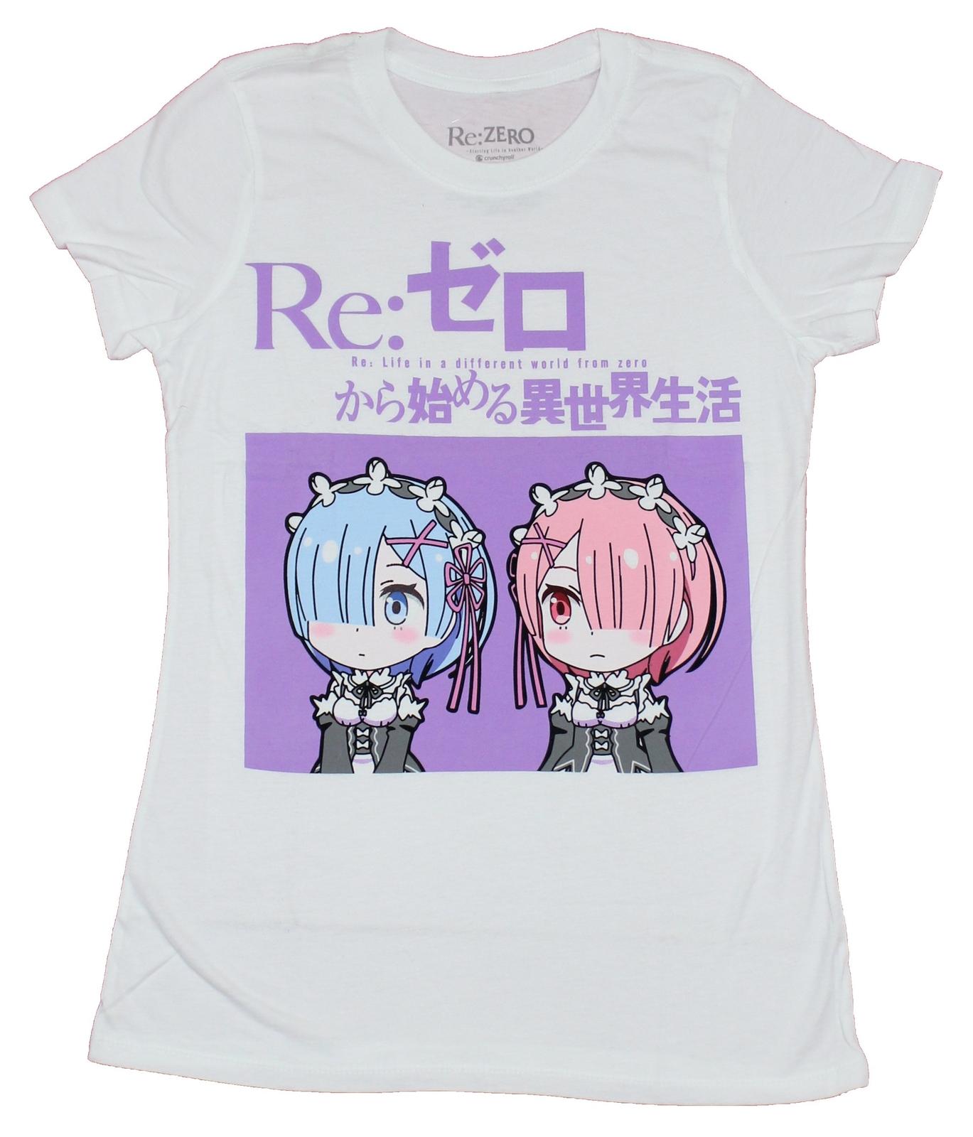 RE Zero Girls Juniors Adult New T-Shirt - Chibi Style Twins Pic S