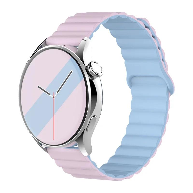 20mm 22mm Magnetic Loop band For Samsung Galaxy watch 6/5 pro/4/Classic/active 2 Silicone link bracelet huawei GT 2-2e 3-4 strap