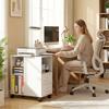 Printer Stand, Rolling Storage Unit, Drawers, Adjustable Shelf, Open Compartment, White