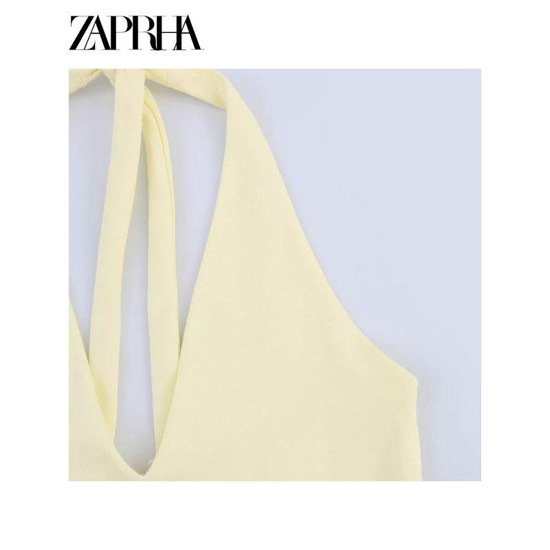 Zaprha 2025 New Sexy Seaside Vacation Style Bowknot Decoration Halterneck Patchwork Dress 0085338
