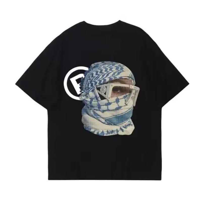 

Футболка 2025 года с принтом портрета, круглым вырезом, стильная, трендовая, панк, свободный, первоклассный, классический, с коротким рукавом 4XL