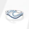 Women's Unique Double Layer Wavy Gradient Blue Index Finger Ring Fashion Jewelry Accessory