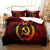 Red Soviet Socialist Republic USSR Flag Bedding Set Single Twin Full Queen King Size Bed Set Aldult Kid Bedroom Duvetcover Sets