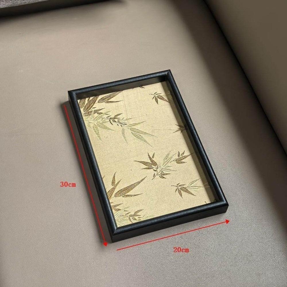 New Chinese Style Bamboo Leaf Serving Tray Rectangle Embroidery Pattern Storage Tray Home Organization Tray Home Use