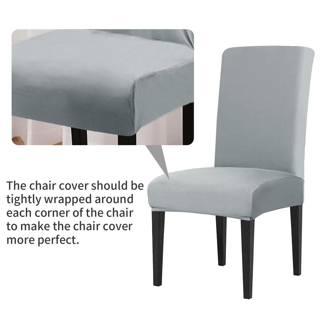 Set of 4 Elastic Chair Cover Dining Room Slipcovers Stretch Solid Removable Seat Protector Furniture Protector Office Home Decor