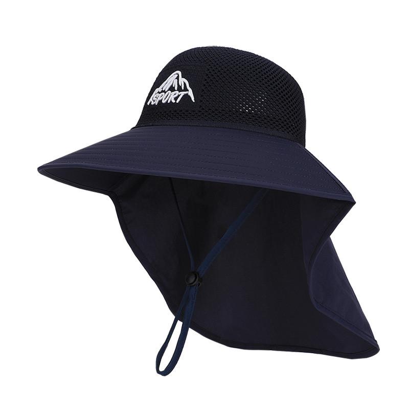 Outdoor Sun Hat For Men Women Polyester Breathable Wide Brim Summer Fishing Cap With Neck Shade