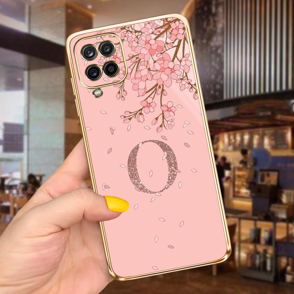 For Samsung Galaxy A12 Case Luxury Black Pink Couple Letters Cover Soft Fundas Phone Case For Samsung A12 F12 M12 F62 M62 Bumper