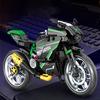 Black Green Racing Motorcycle Building Blocks Ornament, Technical Sport Motorbike Model Desktop Hobby Gift for Collectors